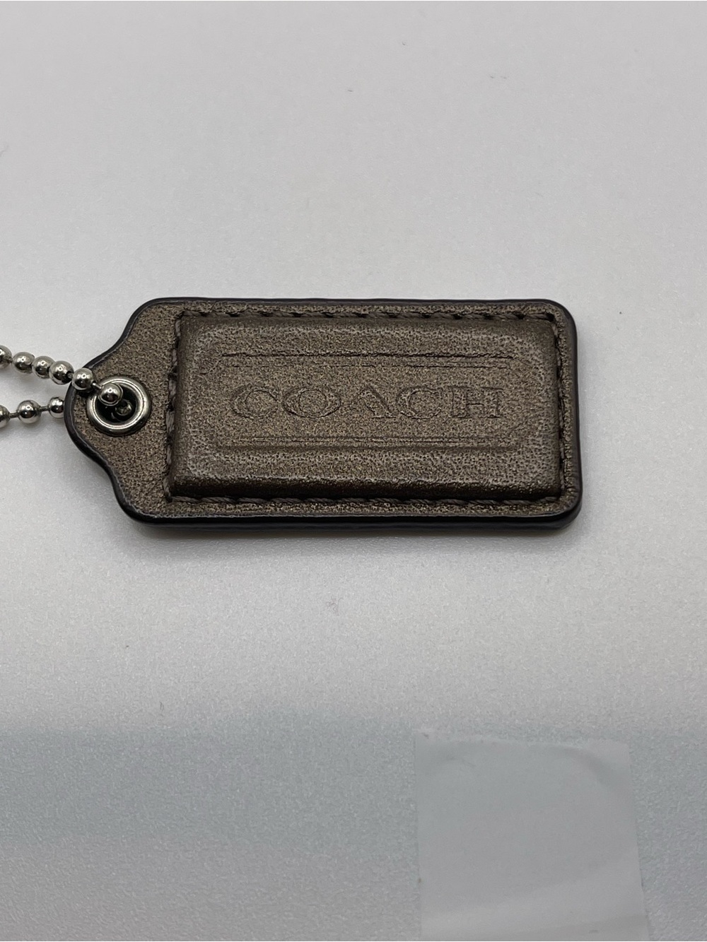 Coach Metallic Brown/Gold Leather Hang Tag with Ball Chain